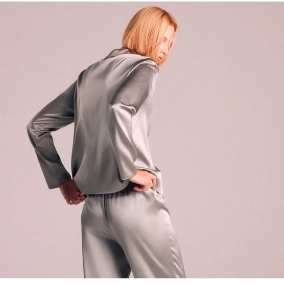 NWT Zara 100% Silk Gray Shirt - Picture 3 of 13